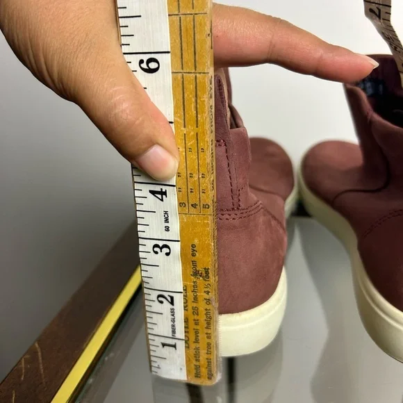 Ecco Men Unisex Sz 9.5 Ankle Burgundy Leather Sneakers Women Sz 11.5 comfortable